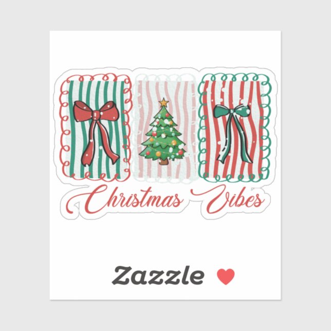 Sticker Christmas Vibes Festive Holiday Design (Feuille)
