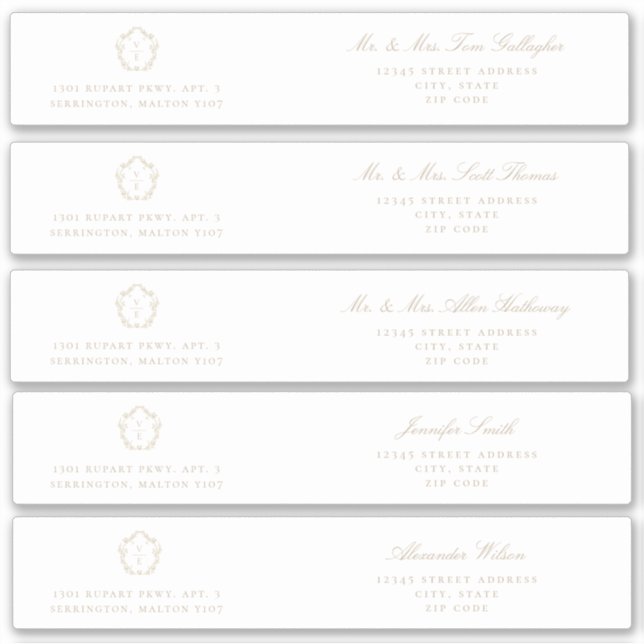 Sticker Cimier Beige Adresse Invité Envelopper Autour Du É (Devant)