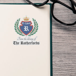 Sticker Cimier bleu vintage Monogramme Couronne Wreath Ex 