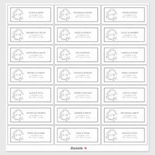 Sticker Cimier feuillus noir et blanc Monogramme Adresse I