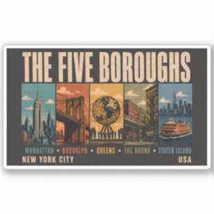 Sticker Cinq arrondissements New York City NYC Illustratio