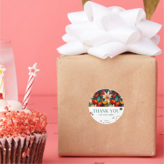 Sticker circulaire "Merci" - Gratitude gracieuse