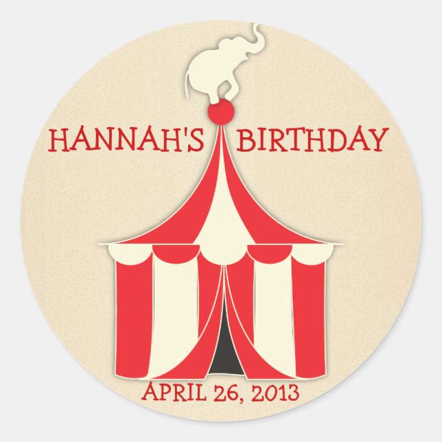 Sticker Circus Tent & Elephant Anniversaire de enf (Devant)