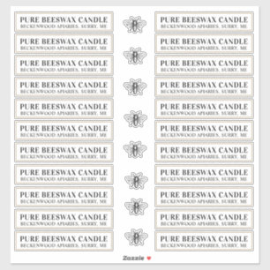 Sticker Cire d'abeille Bougie mat blanc ou brillant transp