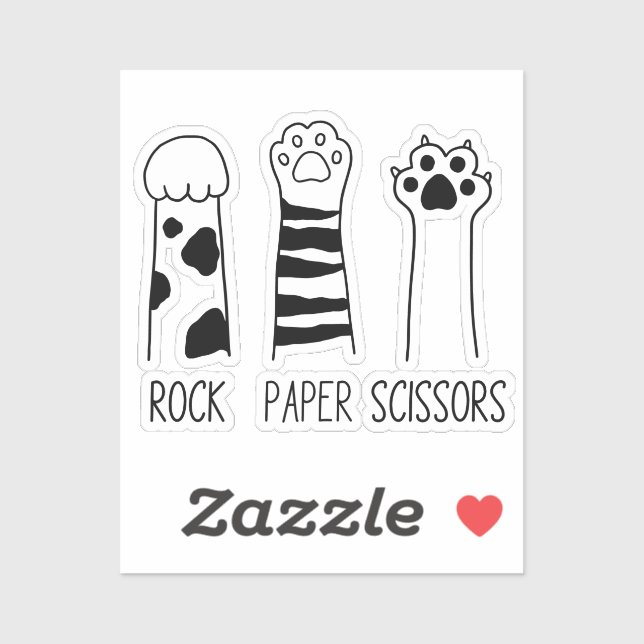 Sticker Ciseaux de papier rocheux Pâtes de chats adorables (Feuille)
