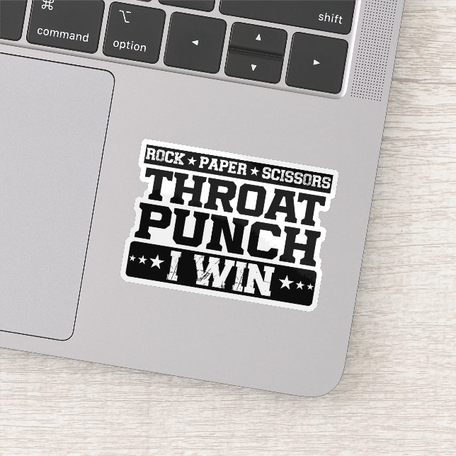 Sticker Ciseaux de papier rock Throat Punch I Win, Drôle (Détail)