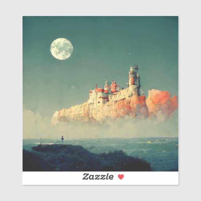 Sticker Citadelle côtière Imaginaire Sci-Fi (Feuille)