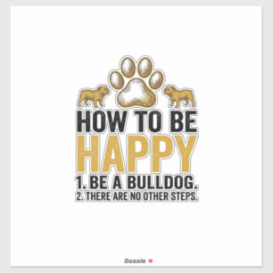 Sticker Citation Bulldog Heureux Gravure Vintage Amoureux 