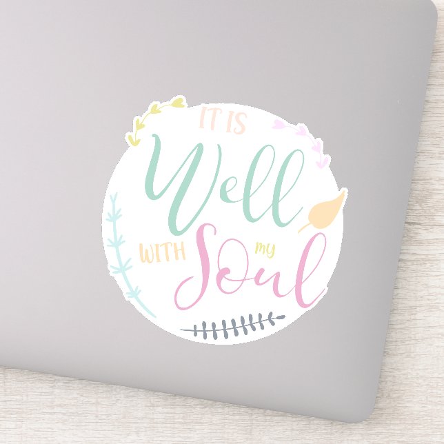 Sticker Citation de la Bible Pastel Ça va bien avec mon âm (Détail)
