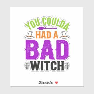 Sticker Citation drôle de sorcière méchante Halloween Desi