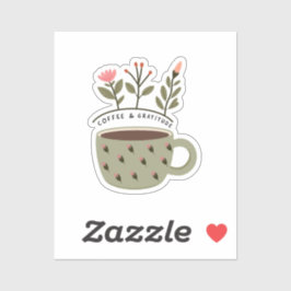 Sticker Citation Florale Coffee Cup