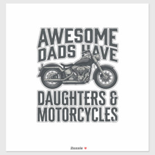 Sticker Citation Papa Fille Moto Vintage Vector Desi