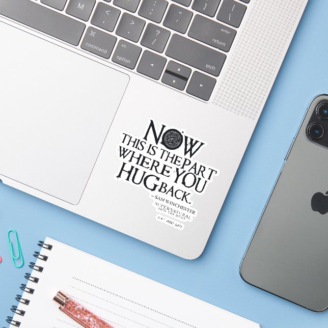 Sticker Citation surnaturelle "Accrocher" (Ordinateur portable avec iPhone)