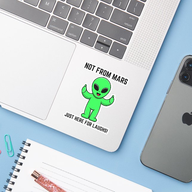Sticker citations aliens drôles (Ordinateur portable avec iPhone)