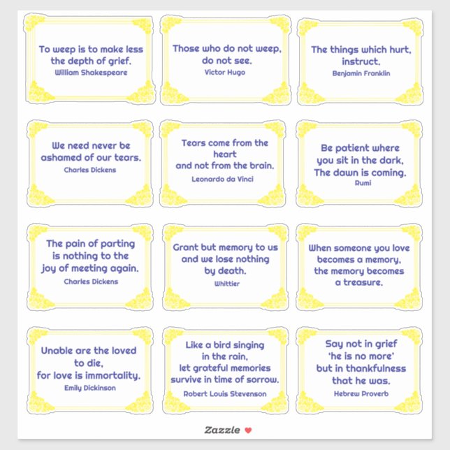 Sticker Citations de douleur bleue dans le cadre rose jaun (Feuille)