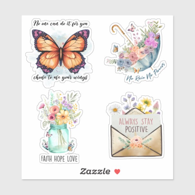 Sticker Citations et fleurs motivantes (Feuille)