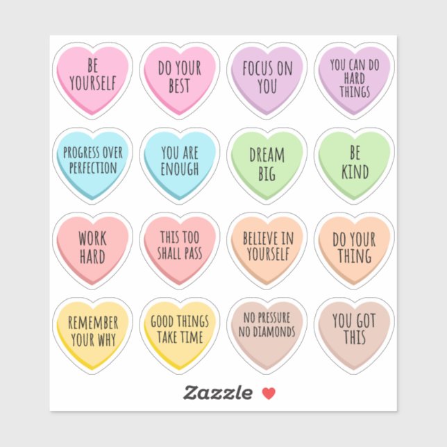 Sticker Citations motivationnelles de Candy Hearts Inspira (Feuille)