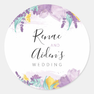 Sticker citron, mauve et lavande, Sticker rond