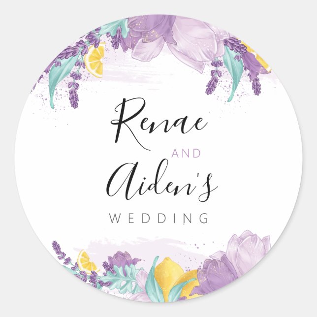 Sticker citron, mauve et lavande, Sticker rond (Devant)