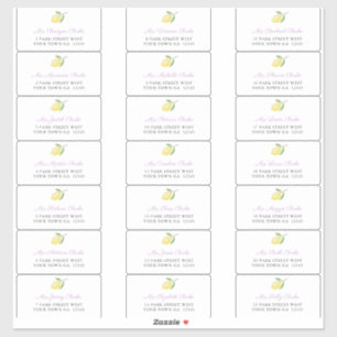 Sticker Citrons Lavender Charcoal Enveloppe Invité Adresse