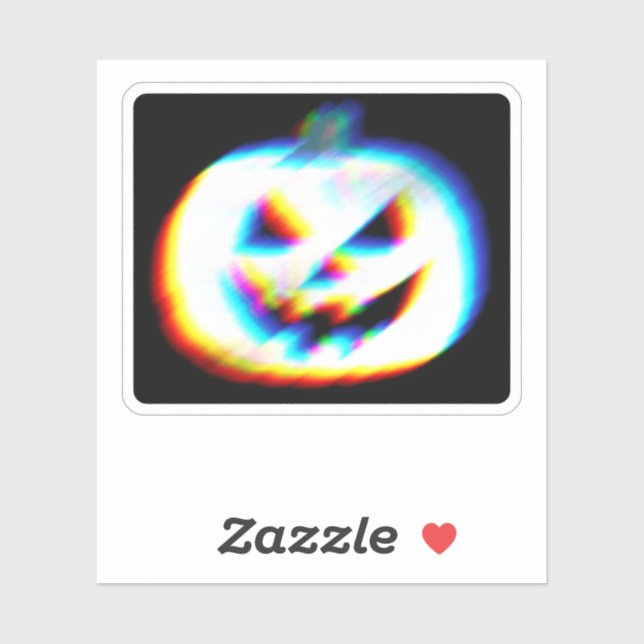 Sticker Citrouille blanc Glitchy EDM (Feuille)