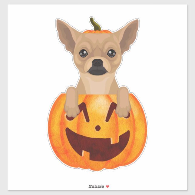 Sticker Citrouille Chihuahua (Feuille)