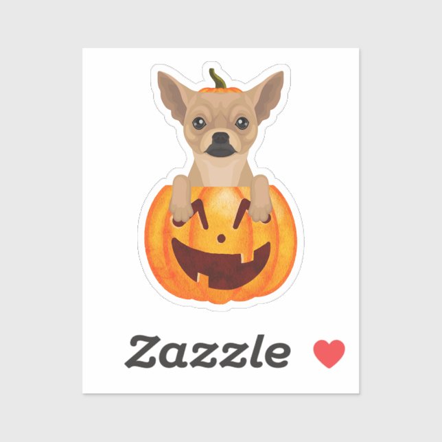 Sticker Citrouille Chihuahua (Feuille)