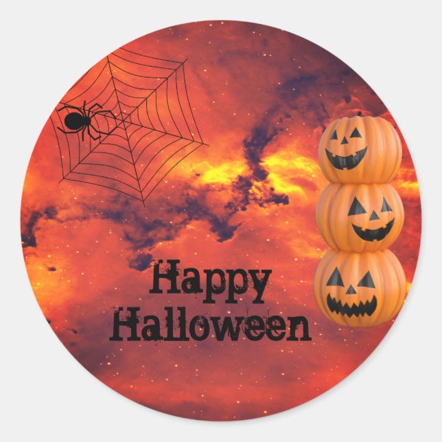 Sticker Citrouille classique Halloween rond (Devant)