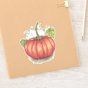 Sticker Citrouille Cuisiné Avec Vins En Aquarelle