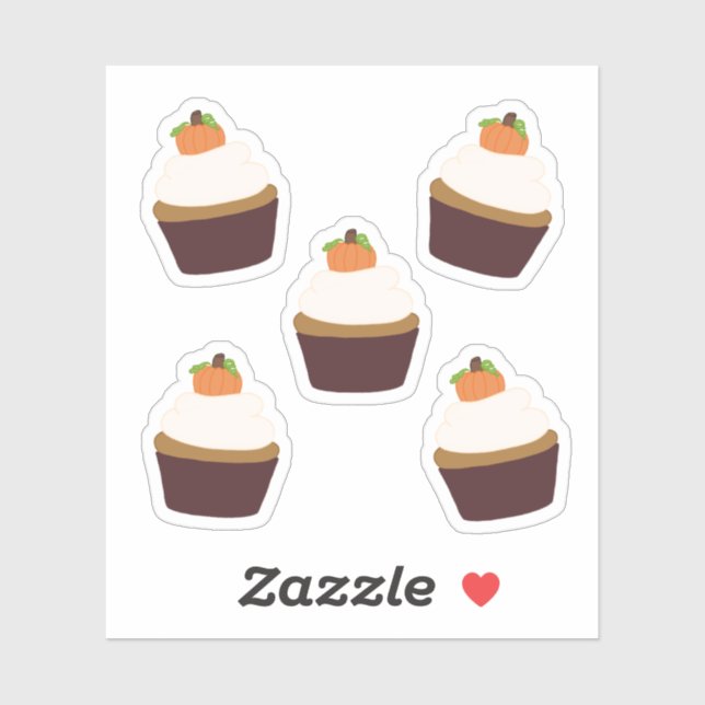 Sticker Citrouille Cupcake - Feuille d'autocollants Venyl (Feuille)