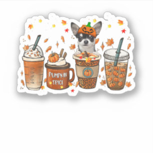 Sticker Citrouille de café automne épice latte glacé autom