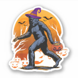 Sticker Citrouille de sorcière Bigfoot Halloween amateurs