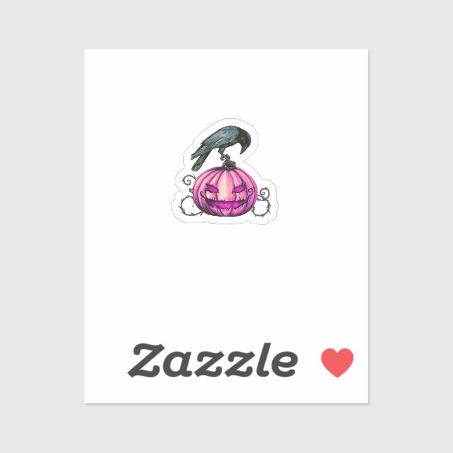 Sticker Citrouille et corbeau d'Halloween gothique  (Feuille)