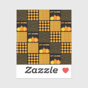 Sticker Citrouille Halloween Patchwork Motif