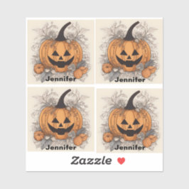 Sticker Citrouille Halloween personnalisable. Jack-O-Lante
