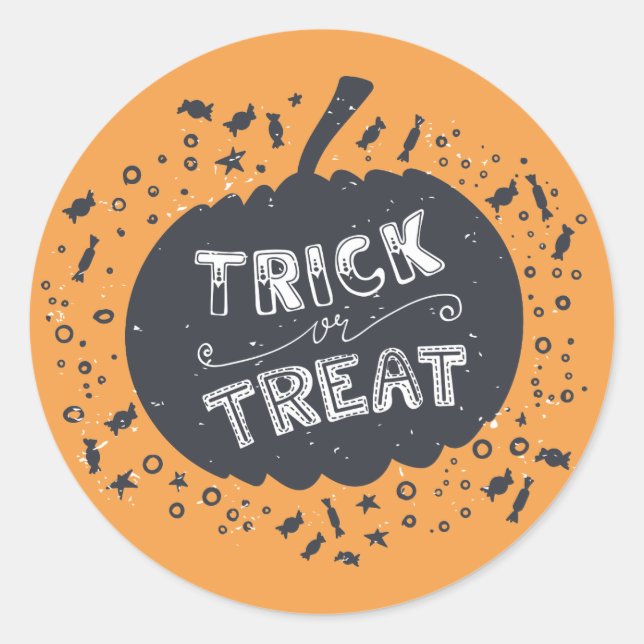 Sticker Citrouille Halloween Trick Ou Treat (Devant)