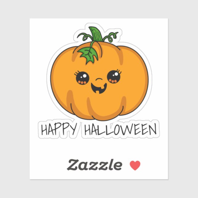 Sticker  Citrouille Kawaii Halloween Mignonne  (Feuille)