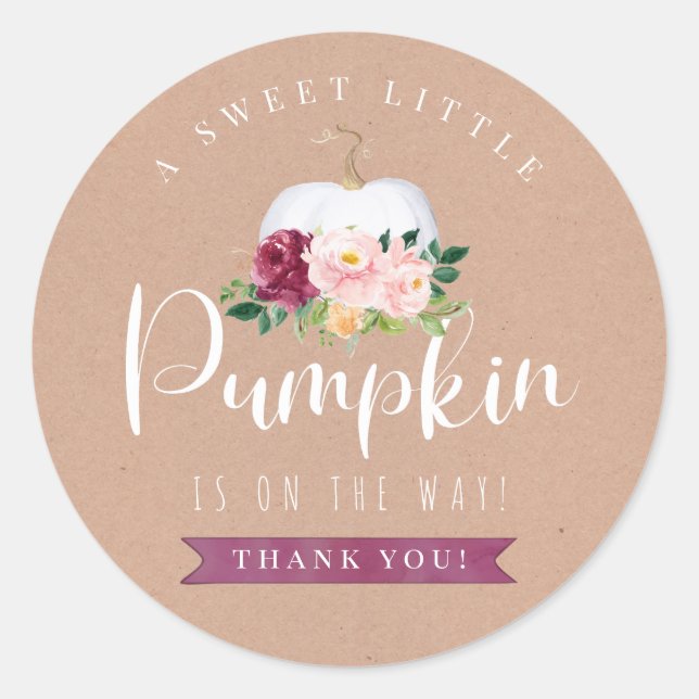 Sticker Citrouille Merci de Baby shower Automne (Devant)