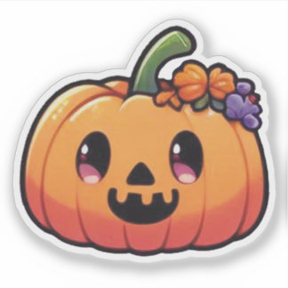 Sticker Citrouille mignonne d'Halloween - Jack-o'-lantern 