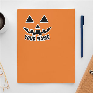Sticker Citrouille personnalisé Halloween Nom noir et blan