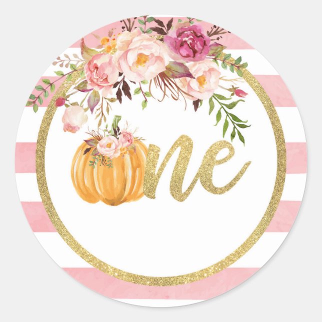 Sticker citrouille Premier Anniversaire - Flore (Devant)