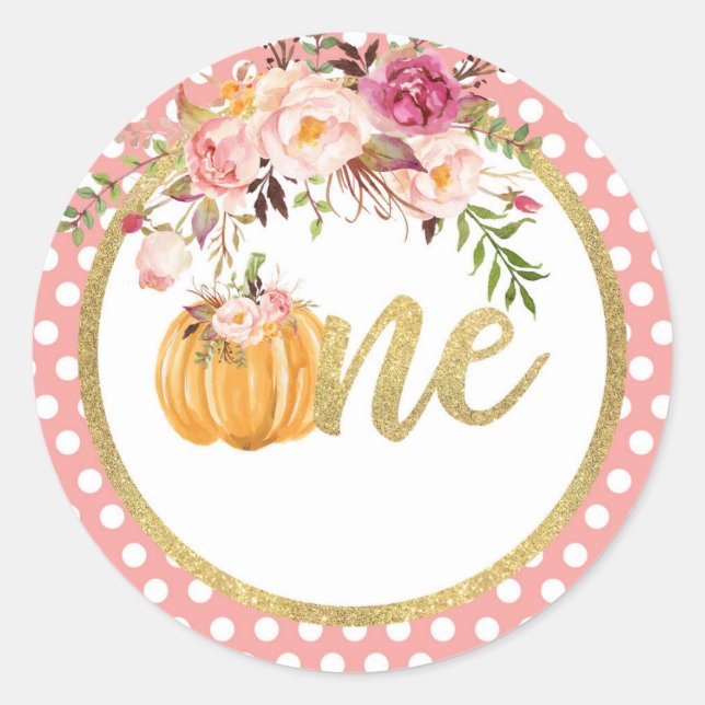 Sticker citrouille Premier Anniversaire - Points F (Devant)