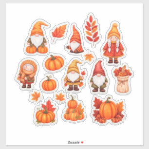 Sticker Citrouilles d'automne et feuilles décoration migno