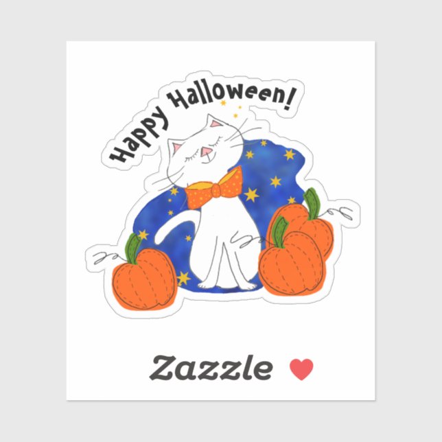Sticker Citrouilles de chats d'Halloween (Feuille)