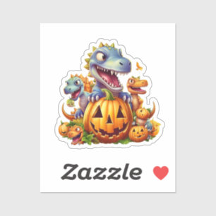 Sticker Citrouilles d'Halloween et dinosaures mignons