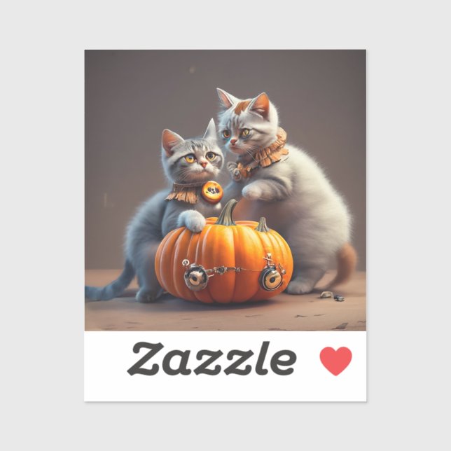 Sticker Citrouilles et chatons (Feuille)