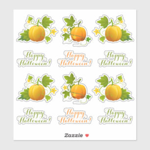 Sticker Citrouilles orange mignons et Happy Halloween ! Au