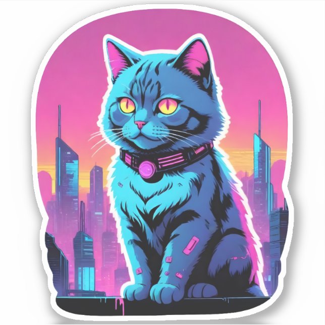 Sticker City Skyline Cat (Devant)