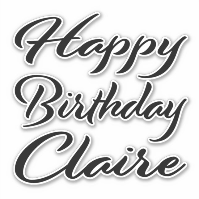 Sticker Claire Name Prénom Anniversaire de la Broderie noi (Devant)