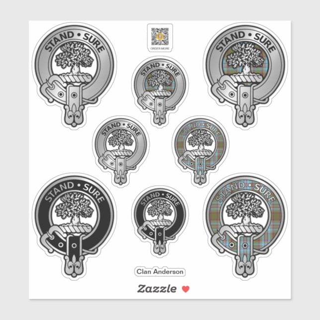 Sticker Clan Anderson Crest & Tartan (Feuille)